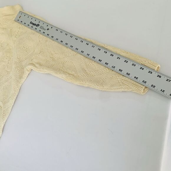 VTG Sweater Women M Beige Chunky Knit Soft Cotton Crewneck Preppy Coastal Winter - Picture 9 of 9